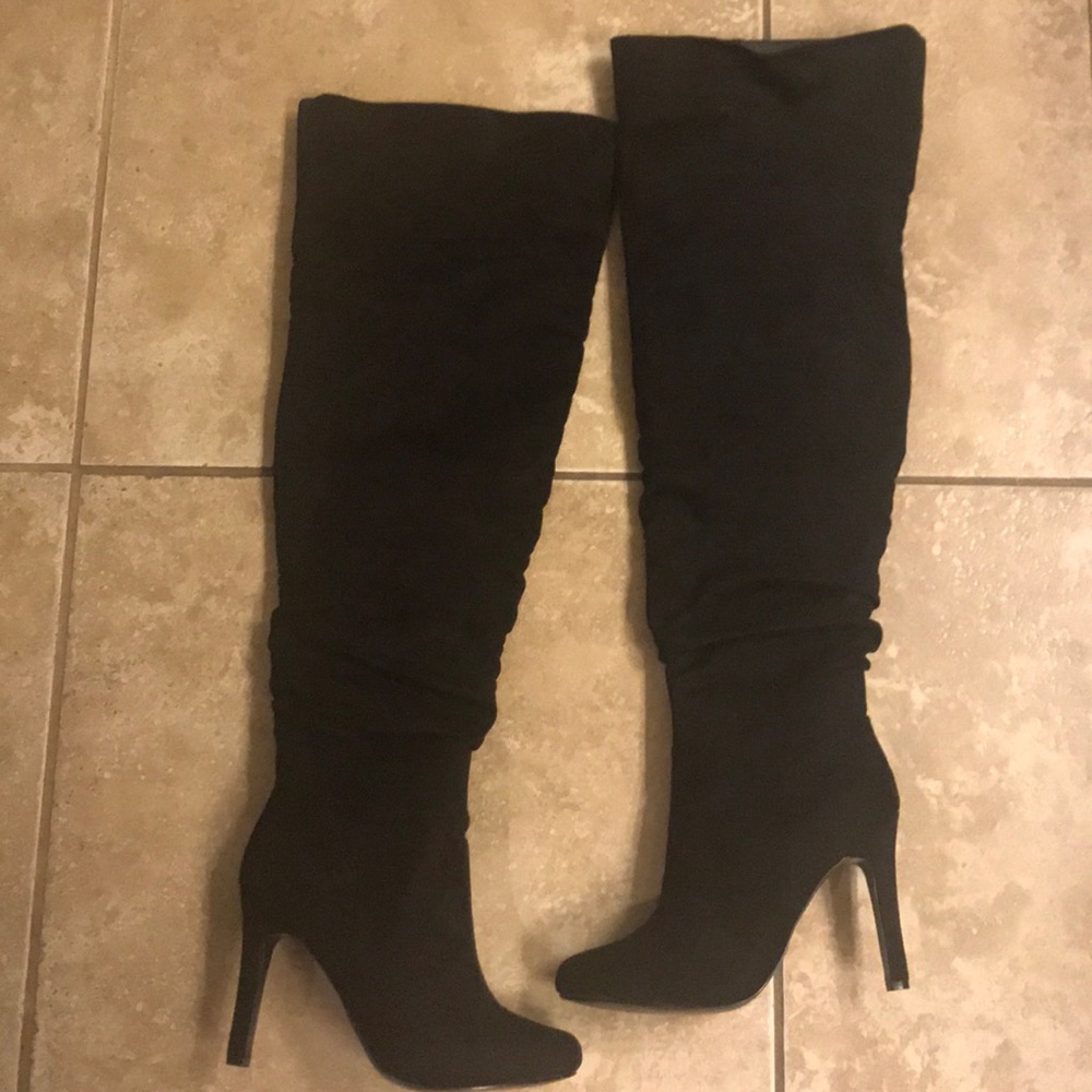 Black thigh high boots